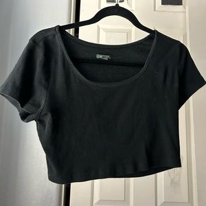 Black cropped large scoop neck crop top from Wild Fable